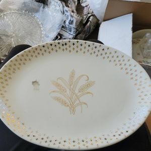 Vintage 1950's rare Homer Laughlin Golden Wheat Fleur De Lis platter